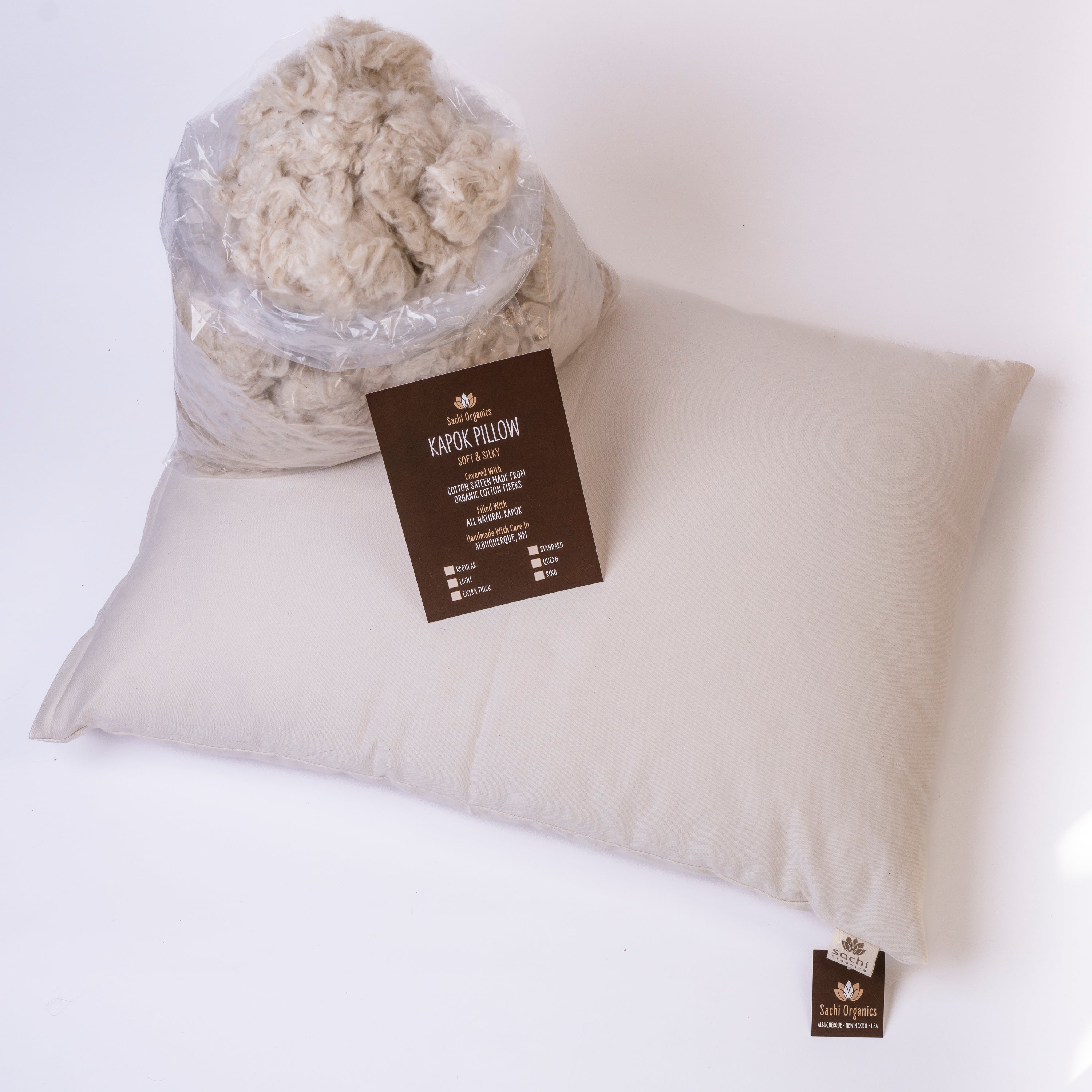 Luxuriously Soft Kapok Bed Pillow Plush Feather like Feel Cotton